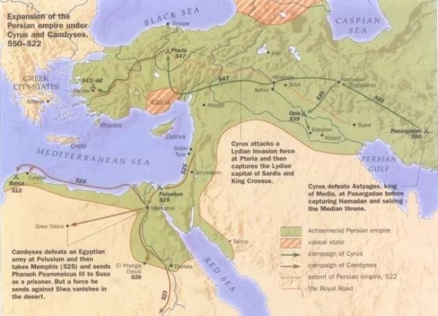 经过长期的征战,居鲁士二世逐步占有了高原西部的大部分地区,并