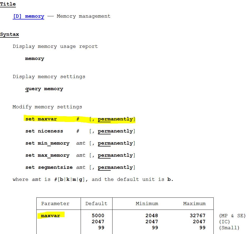 点击运行结果中的第一个,memory settings中的set maxvar,从命令query