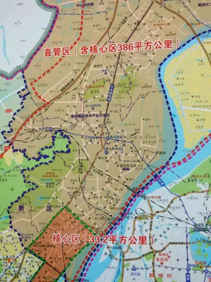 南京江北新区最新区划地图六合大厂浦口八卦洲定位曝光