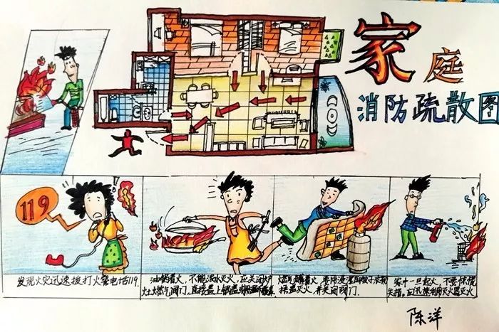 潍坊市中小学生家庭消防疏散逃生路线图绘画大赛评选啦!