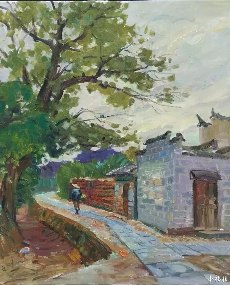 油画《青石小路》:50*60厘米,亚麻中细纹,有内框.