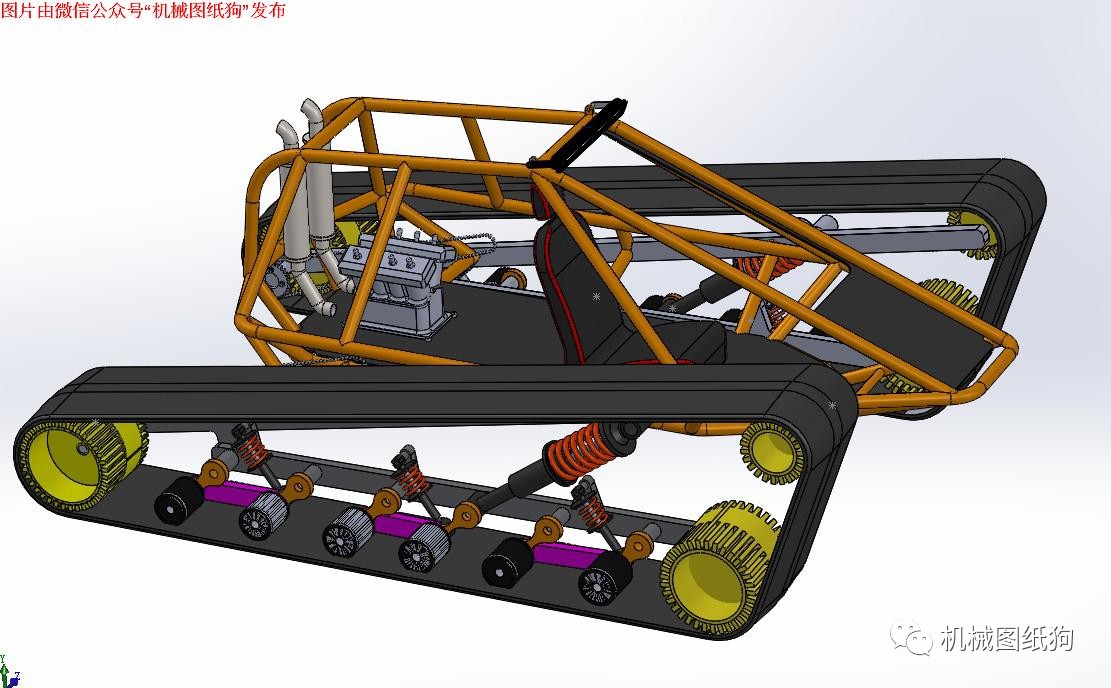【其他车型】单人越野履带车造型3d建模图纸 solidworks设计