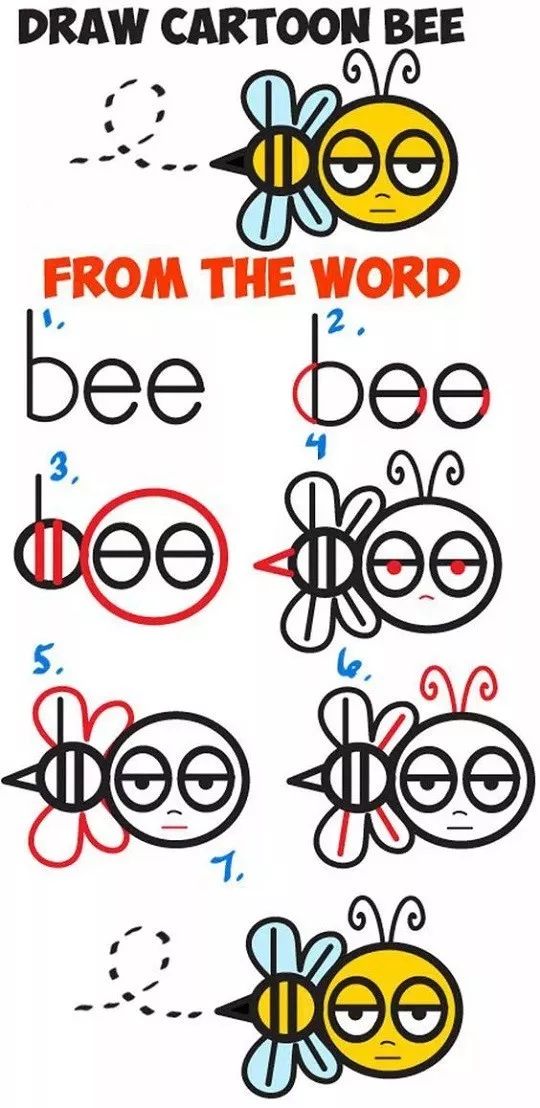 用"bee"来画一只小蜜蜂.