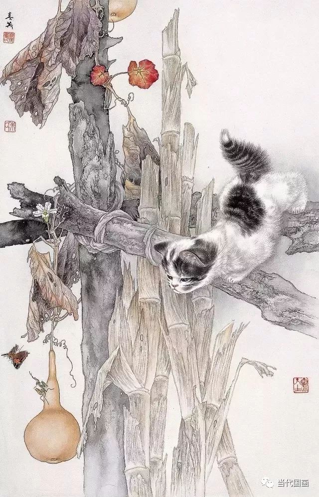 像画家存在于天地间一样,米春茂的猫也是存在于天地间的,并与猫的那个