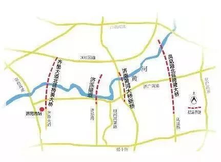 济泺路穿黄隧道,凤凰路北延跨河大桥,齐鲁大道北延跨河大桥,济南黄河