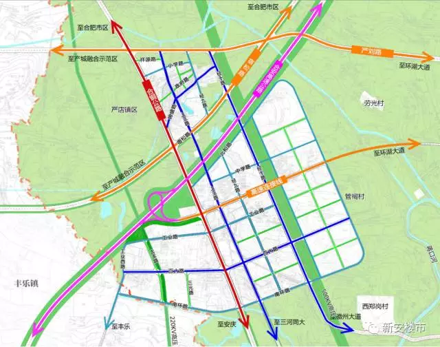 肥西严店总体规划出炉,双轴双核 4大功能区助肥西崛起