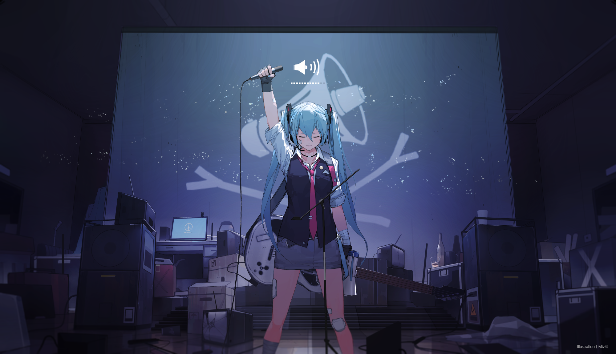 初音的麦克风高清动漫图片