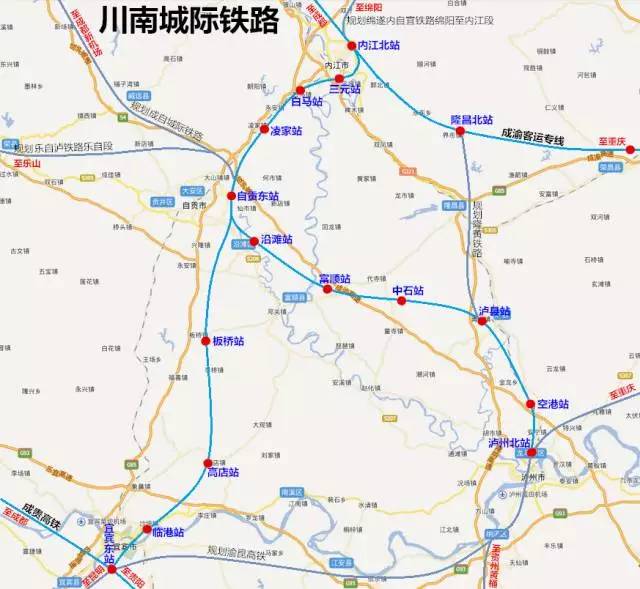 高铁通道第三段 ▲线路示意图 川南城际铁路包含:内江—自贡—泸州段