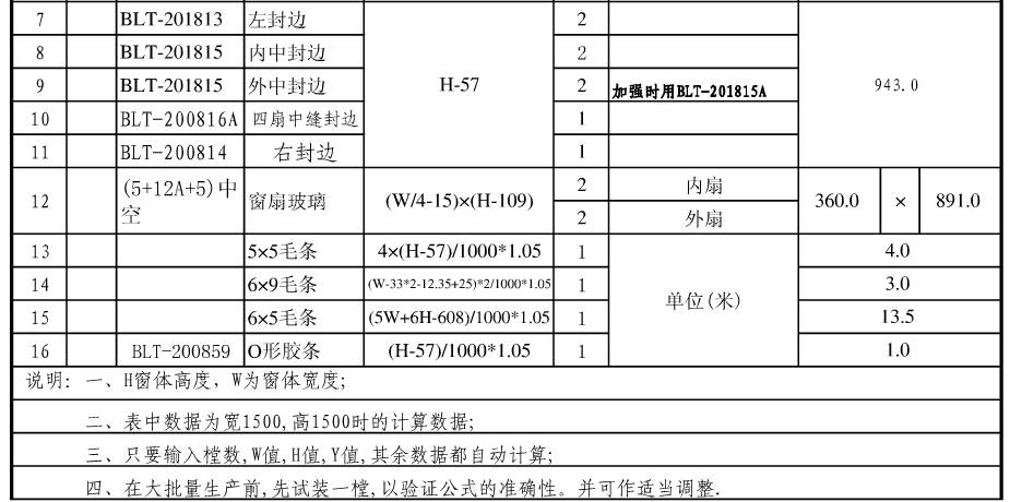 门窗知识断桥铝合金推拉门窗下料公式大全