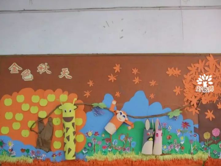 主题墙的科普也不能少,让孩子们了解一下秋天的知识.