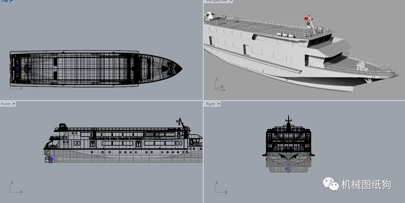 【海洋船舶】客运轮船设计图纸 rhino建模 邮轮船3d