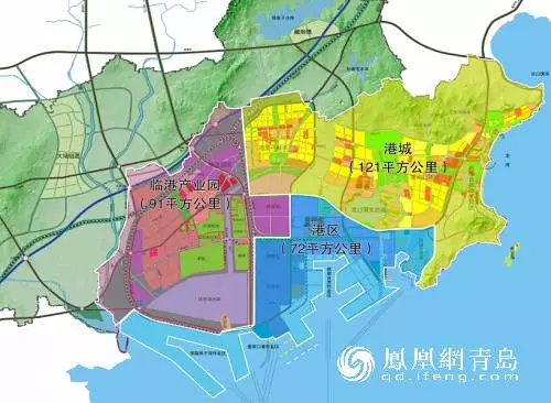 青岛董家口经济区总体规划 董家口港区规划面积72平方公里,临港产业区