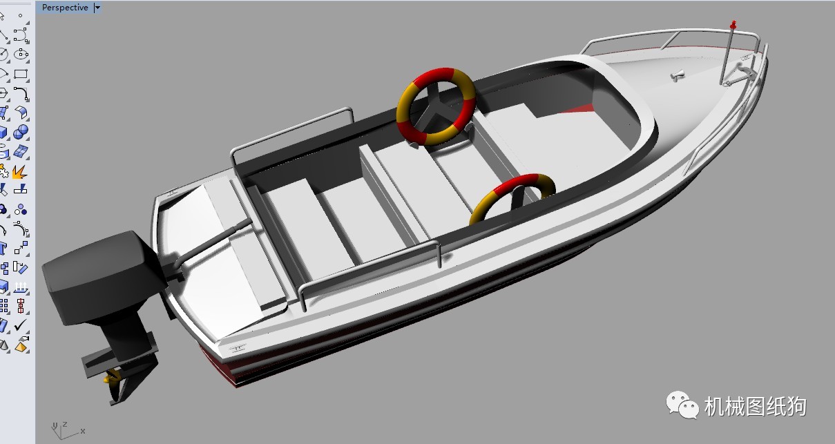 【海洋船舶】小型快艇设计图纸 rhino建模 3dm格式
