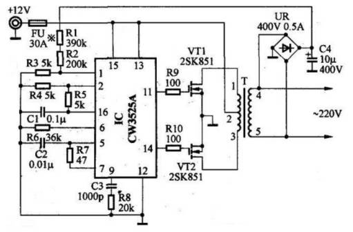 七款升压器12v升220v电路图详解