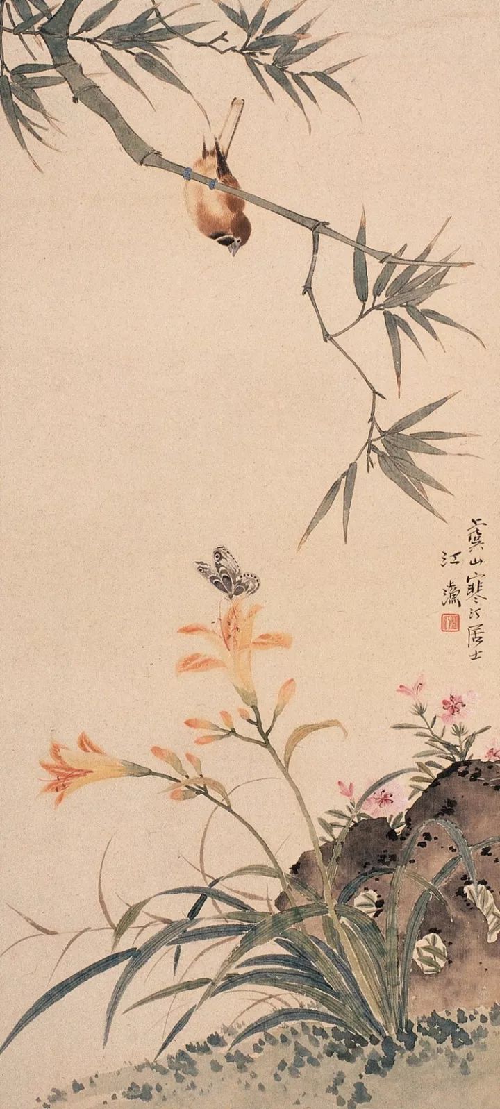 江寒汀画家手中笔代表着自己的人花鸟画190幅