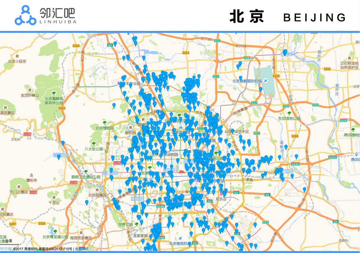 邻汇吧场地资源点位图(北京区域)