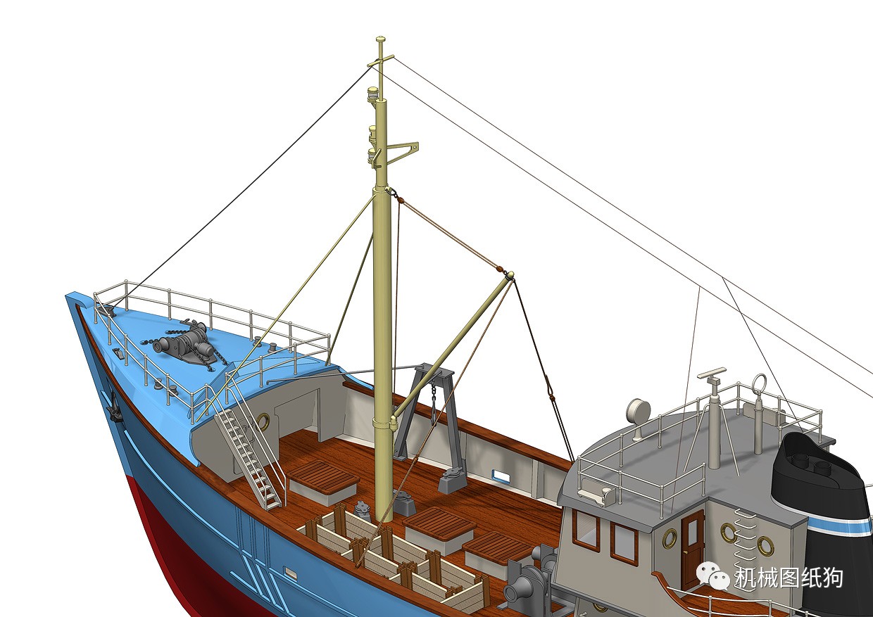 【海洋船舶】拖网渔船图纸 solidworks20设计 sldprt 附step格式