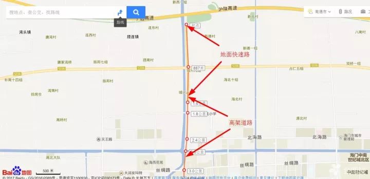 规划红海路,河海路及现状北海路,在海易大桥(拆除重建)前落地,在海门