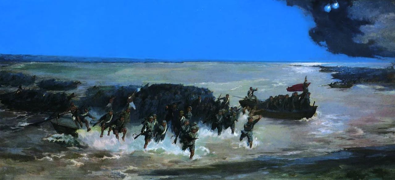 艾中信 《夜渡黄河》 布面油画 142cm×320cm 1961年 中国国家博物馆