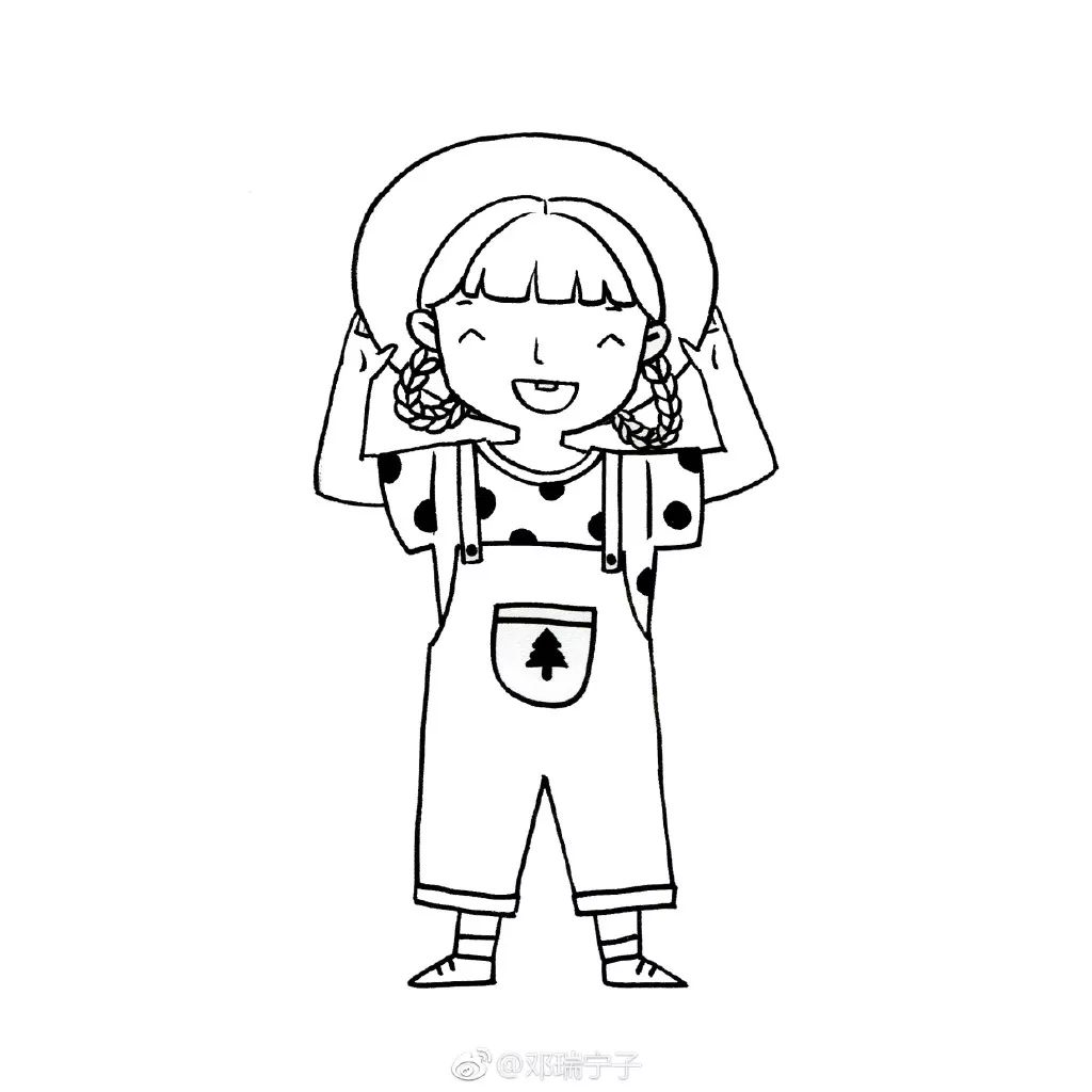 女孩黑白线条卡通头像|插画|商业插画|发芽鹿 - 原创作品 - 站酷 (ZCOOL)