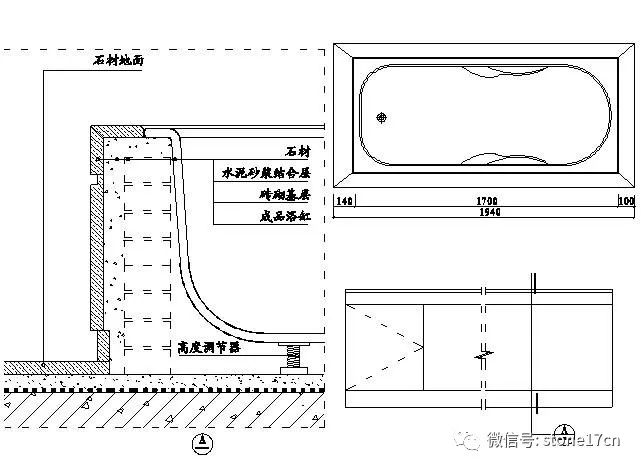 21,开门淋浴房石材施工示意图