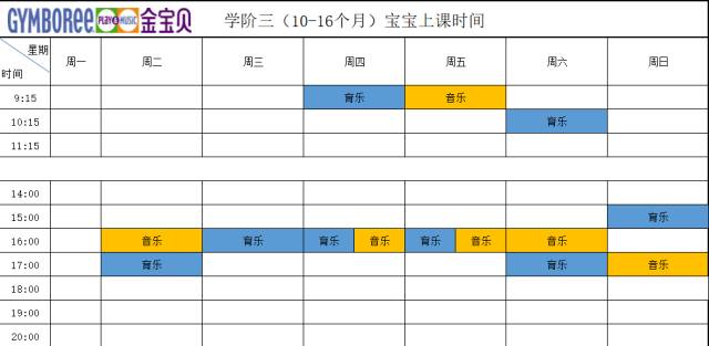 洛阳金宝贝西工校区最新课程表