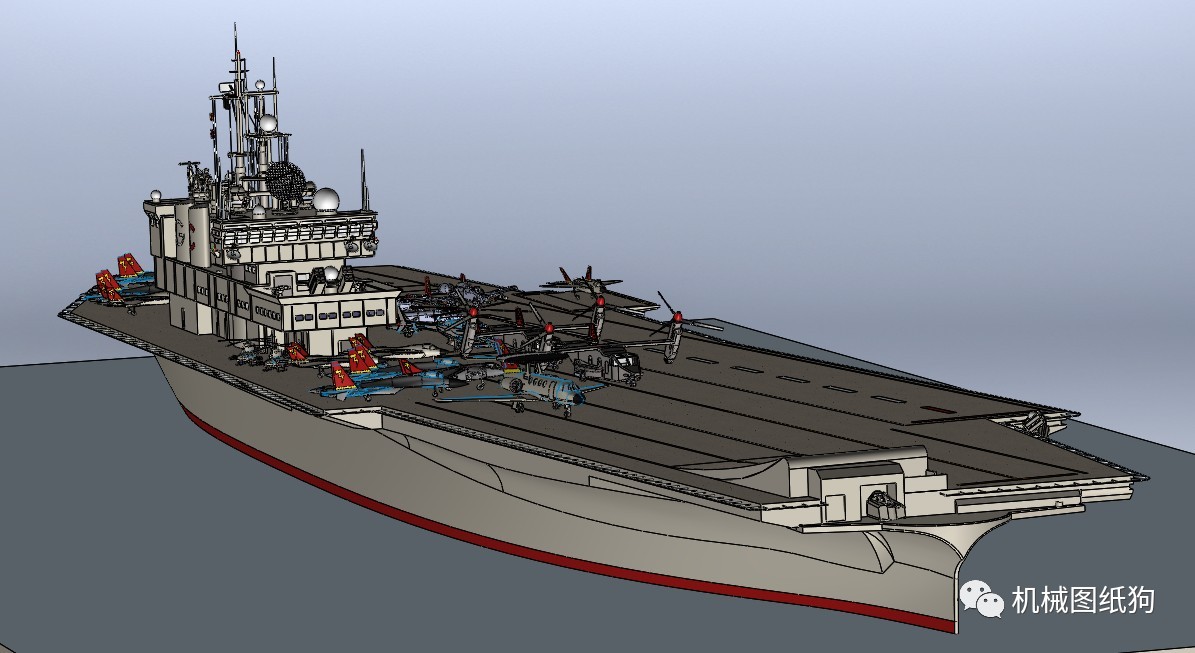 【海洋船舶】航空母舰模型图纸 solidworks设计