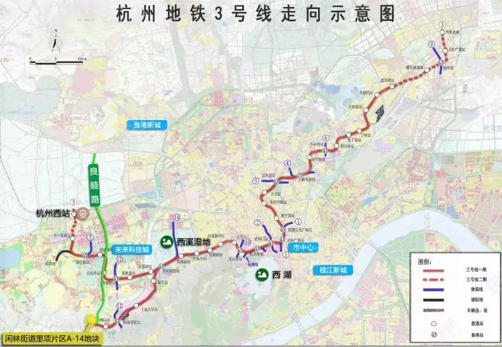 杭州地铁3号线和良睦路走向示意图图片