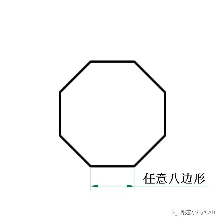 解答方法  step1,多边形命令( pol )绘制任意边长的正8 边形(外切于圆