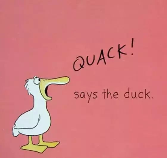 quack! says the duck. 鸭子嘎嘎嘎.