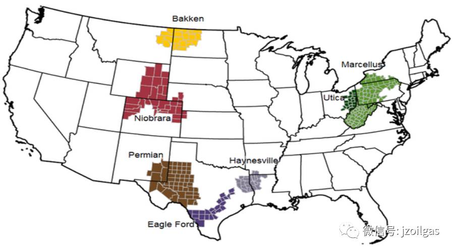 美国页岩油气盆地分布图(来源:eia)图片