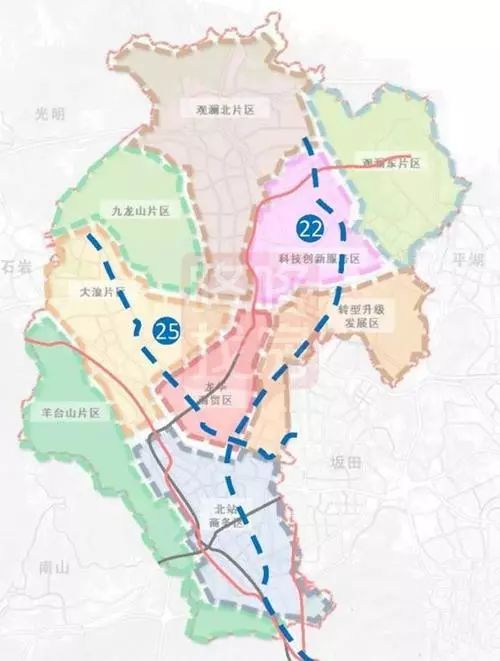 根据规划,将串联深圳北站商务中心区,民治商贸中心,观澜-龙华高新区