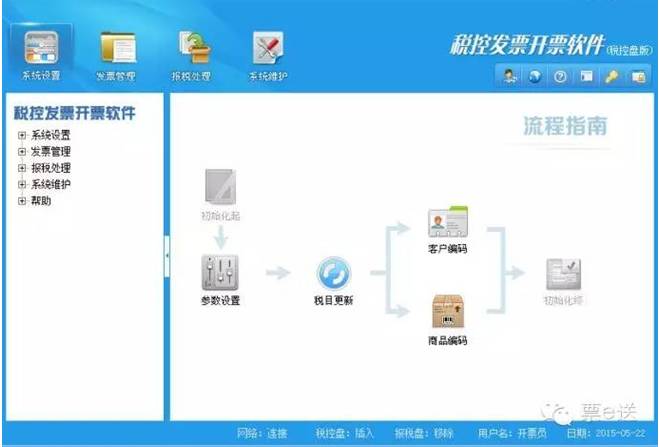 客户端升级到150427才能正常使用 第二步:开票软件进入后显示界面