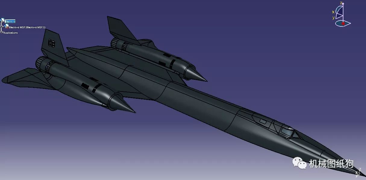 【飞行模型】sr-71黑鸟侦察机3d图纸 catia v5设计 美军飞机战机外观