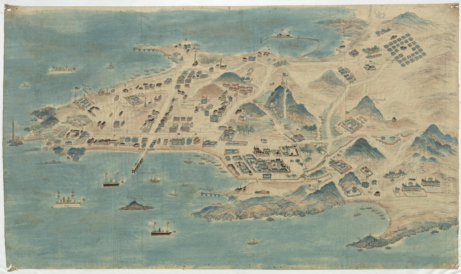 120年前的青岛鸟瞰地图首次展示,栈桥,小青岛,团岛…原来是这个模样图片