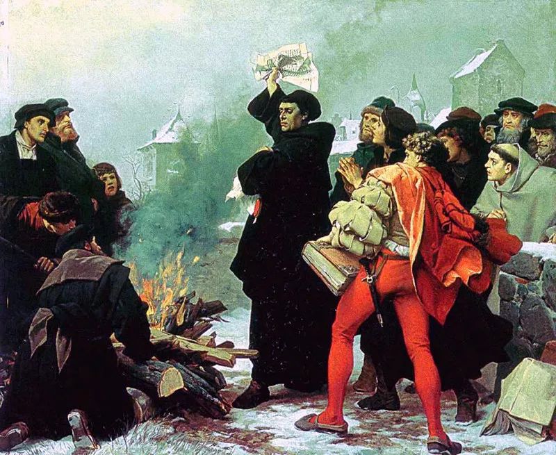 油画《马丁路德焚烧教皇谕旨》(2)