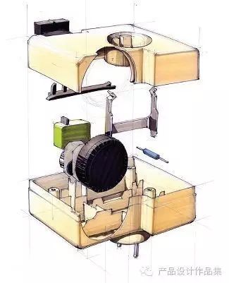 产品手绘爆炸图,透视的产品结构!