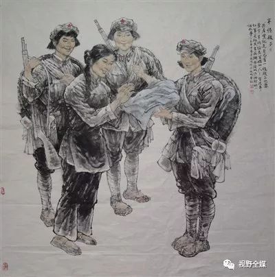 中国画 半条被子  唐凤鸣