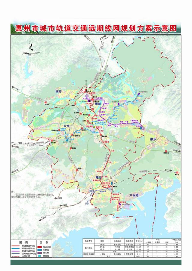 惠州地铁线路图( 图片来源: 市城市交通规划所)