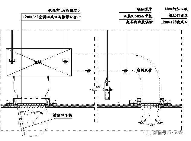 69,空调风口安装示意图(底出底回)