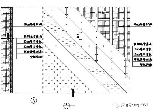 49,轻钢龙骨隔墙壁纸施工示意图