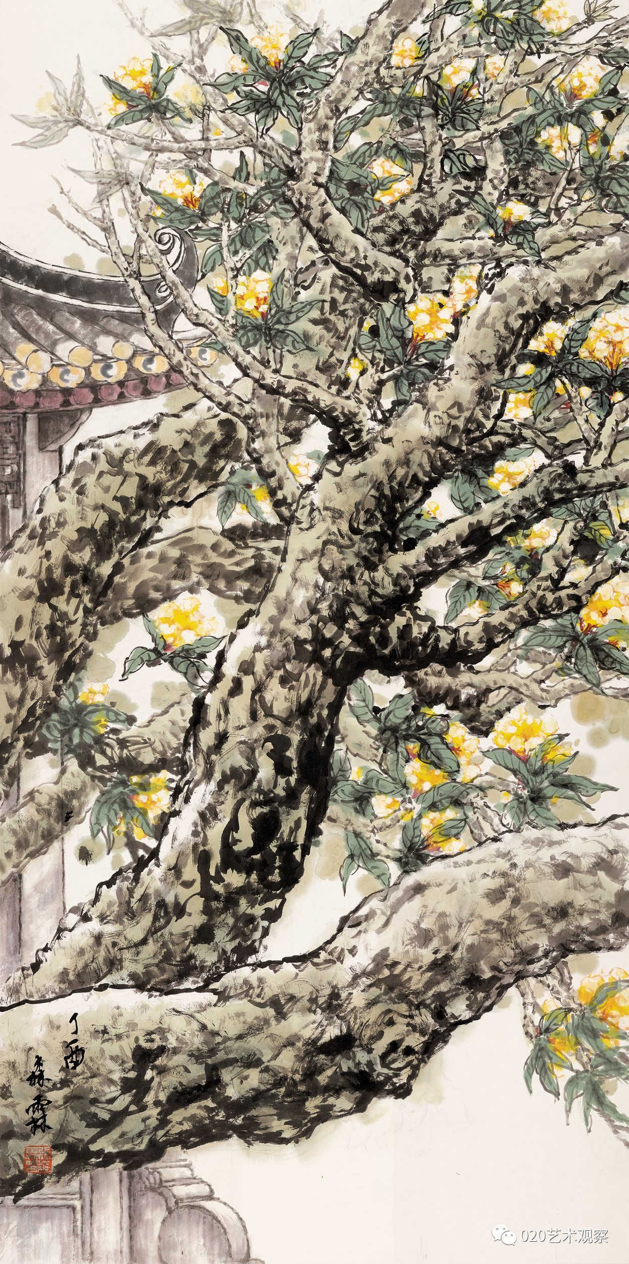 张森霖 鸡蛋花 138.5×69cm