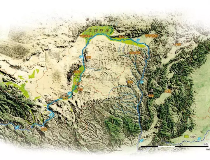 河套平原,阴山山脉与鄂尔多斯高原间的断陷冲击平原,北至阴山南麓,南