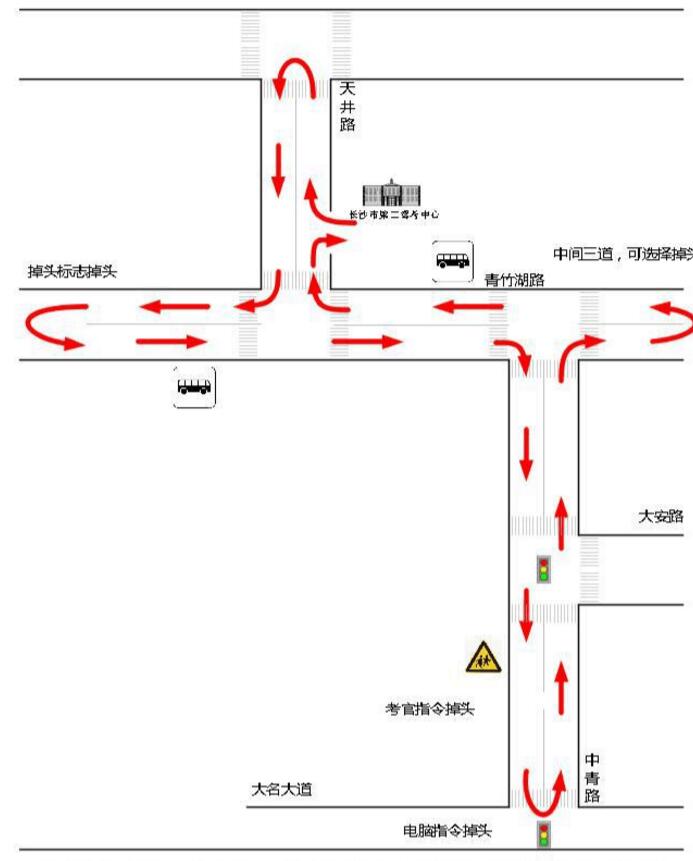 驾考技巧:考生手绘丨青竹湖考场科目三考试路线及技巧