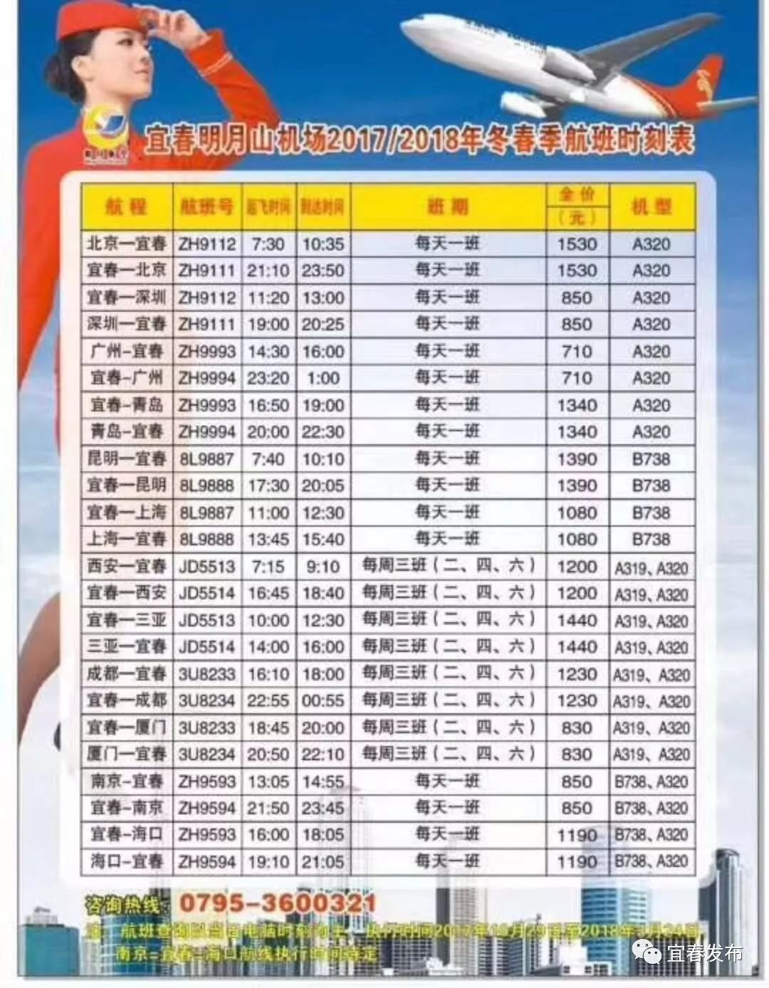 自2017年11月20日起 至 2018年3月24日,因深圳航空公司时刻调整,据