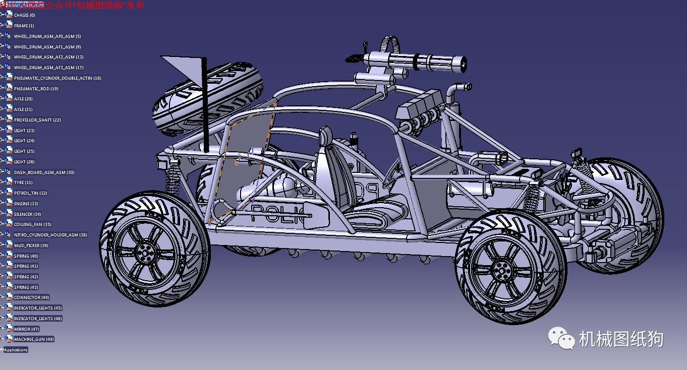 【卡丁赛车】atv buggy四驱车3d模型图纸 stp格式