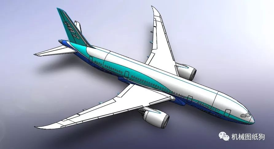 【飞行模型】boeing-787波音飞机模型图纸 solidworks设计 sldprt