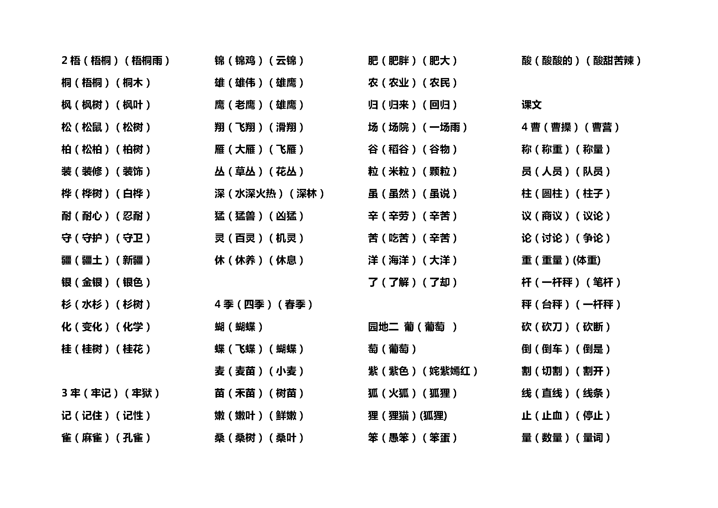 部编版二年级语文上册全册生字组词(电子版)