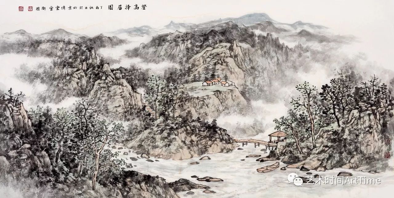 登高择居图 136x68 2017作为21世纪崛起的山水画家,徐卫国涉足山水画