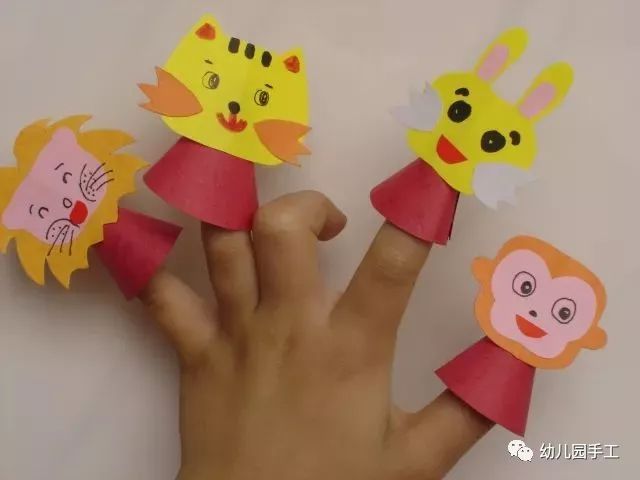 幼儿园创意手工制作萌萌的手指玩偶,这个手工它会动